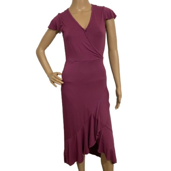 Juicy Couture Y2K Plum A-Line Ruffle Hem Midi Dress Size XS - Picture 1 of 8
